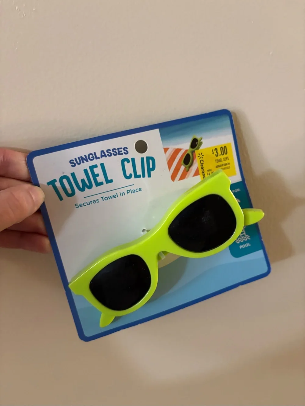 Sunglasses Towel Clip - Neon Green